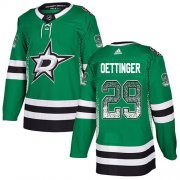 Cheap Adidas Stars #29 Jake Oettinger Green Home Authentic Drift Fashion Stitched NHL Jersey