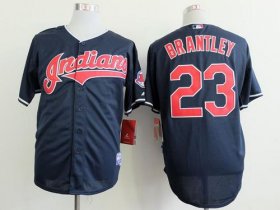 Wholesale Cheap Indians #23 Michael Brantley Navy Blue Cool Base Stitched MLB Jersey