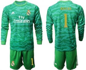 Wholesale Cheap Real Madrid #1 Navas Green Goalkeeper Long Sleeves Soccer Club Jersey