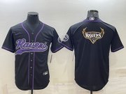 Wholesale Cheap Men's Baltimore Ravens Black Team Big Logo With Patch Cool Base Stitched Baseball Jersey