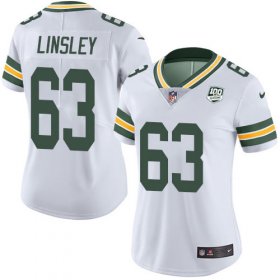 Wholesale Cheap Nike Packers #63 Corey Linsley White Women\'s 100th Season Stitched NFL Vapor Untouchable Limited Jersey