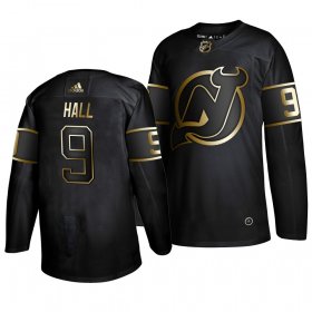 Wholesale Cheap Adidas Devils #9 Taylor Hall Men\'s 2019 Black Golden Edition Authentic Stitched NHL Jersey