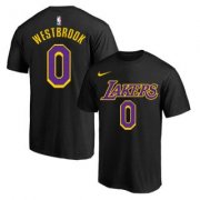 Wholesale Cheap Men's Black Purple Los Angeles Lakers #0 Russell Westbrook Basketball T-Shirt
