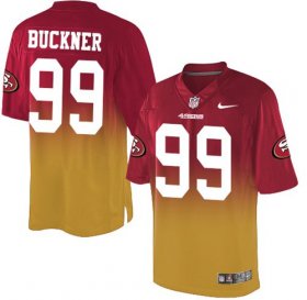 Wholesale Cheap Nike 49ers #99 DeForest Buckner Red/Gold Men\'s Stitched NFL Elite Fadeaway Fashion Jersey