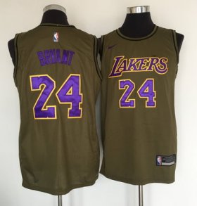 Wholesale Cheap Los Angeles Lakers #24 Kobe Bryant Olive Nike Swingman Jersey