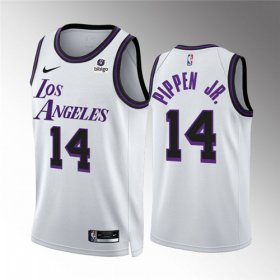 Wholesale Cheap Men\'s Los Angeles Lakers #14 Scottie Pippen Jr. White City Edition Stitched Basketball Jersey