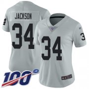 Wholesale Cheap Nike Raiders #34 Bo Jackson Silver Women's Stitched NFL Limited Inverted Legend 100th Season Jersey