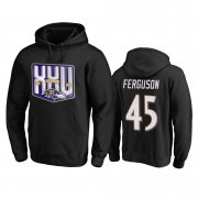 Wholesale Cheap Baltimore Ravens #45 Jaylon Ferguson Men's Black Team 25th Season Pullover Hoodie
