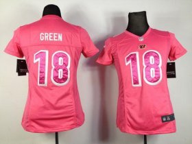 Wholesale Cheap Nike Bengals #18 A.J. Green Pink Sweetheart Women\'s Stitched NFL Elite Jersey
