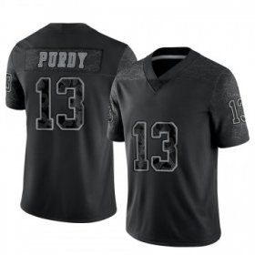 Wholesale Cheap Men\'s San Francisco 49ers #13 Brock Purdy Black Reflective Limited Stitched Football Jersey