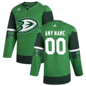 Wholesale Cheap Anaheim Ducks Men\'s Adidas 2020 St. Patrick\'s Day Custom Stitched NHL Jersey Green