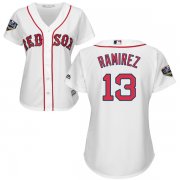 Wholesale Cheap Red Sox #13 Hanley Ramirez White Home 2018 World Series Women's Stitched MLB Jersey