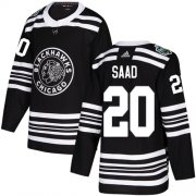Wholesale Cheap Adidas Blackhawks #20 Brandon Saad Black Authentic 2019 Winter Classic Stitched Youth NHL Jersey