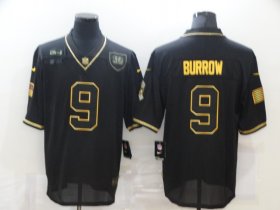 Wholesale Cheap Men\'s Cincinnati Bengals #9 Joe Burrow Black Gold 2020 Salute To Service Stitched NFL Nike Limited Jersey
