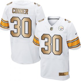 Wholesale Cheap Nike Steelers #30 James Conner White Men\'s Stitched NFL Elite Gold Jersey