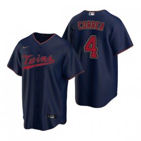 Wholesale Cheap Men\'s Minnesota Twins #4 Carlos Correa Navy Cool Base Stitched Jersey