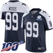 Wholesale Cheap Nike Cowboys #99 Antwaun Woods Navy Blue Thanksgiving Men's Stitched With Established In 1960 Patch NFL 100th Season Vapor Untouchable Limited Throwback Jersey