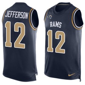 Wholesale Cheap Nike Rams #12 Van Jefferson Navy Blue Team Color Men\'s Stitched NFL Limited Tank Top Jersey