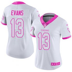 Wholesale Cheap Nike Buccaneers #13 Mike Evans White/Pink Women\'s Stitched NFL Limited Rush Fashion Jersey
