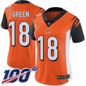 Wholesale Cheap Nike Bengals #18 A.J. Green Orange Alternate Women\'s Stitched NFL 100th Season Vapor Limited Jersey