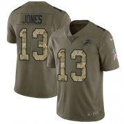 Wholesale Cheap Nike Lions #13 T.J. Jones Olive/Camo Youth Stitched NFL Limited 2017 Salute to Service Jersey
