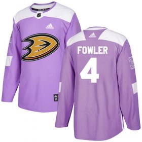 Wholesale Cheap Adidas Ducks #4 Cam Fowler Purple Authentic Fights Cancer Youth Stitched NHL Jersey
