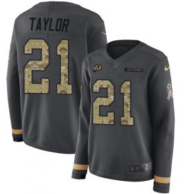 Wholesale Cheap Nike Redskins #21 Sean Taylor Anthracite Salute to Service Women\'s Stitched NFL Limited Therma Long Sleeve Jersey