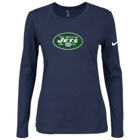 Wholesale Cheap Women\'s Nike New York Jets Of The City Long Sleeve Tri-Blend NFL T-Shirt Dark Blue