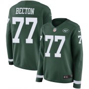 Wholesale Cheap Nike Jets #77 Mekhi Becton Green Team Color Women's Stitched NFL Limited Therma Long Sleeve Jersey