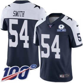 Wholesale Cheap Nike Cowboys #54 Jaylon Smith Navy Blue Thanksgiving Men\'s Stitched With Established In 1960 Patch NFL 100th Season Vapor Untouchable Limited Throwback Jersey