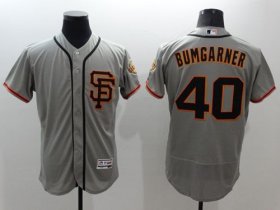 Wholesale Cheap Giants #40 Madison Bumgarner Grey Flexbase Authentic Collection Road 2 Stitched MLB Jersey