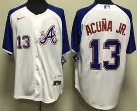 Cheap Men\'s Atlanta Braves #13 Ronald Acuna Jr White 2013 City Cool base Jersey