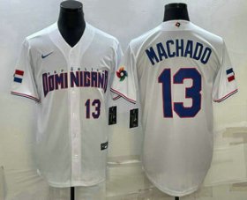 Cheap Mens Dominican Republic Baseball #13 Manny Machado Number 2023 White World Baseball Classic Stitched Jersey