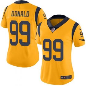 Wholesale Cheap Nike Rams #99 Aaron Donald Gold Women\'s Stitched NFL Limited Rush Jersey