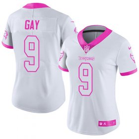 Wholesale Cheap Nike Buccaneers #9 Matt Gay White/Pink Women\'s Stitched NFL Limited Rush Fashion Jersey