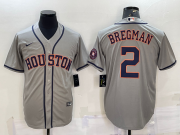 Wholesale Cheap Men's Houston Astros #2 Alex Bregman Grey With Patch Stitched MLB Cool Base Nike Jersey