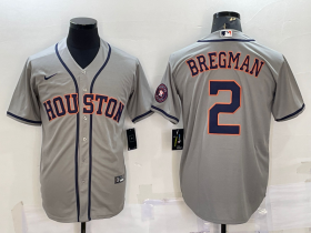 Wholesale Cheap Men\'s Houston Astros #2 Alex Bregman Grey With Patch Stitched MLB Cool Base Nike Jersey