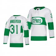 Wholesale Cheap Maple Leafs #31 Frederik Andersen adidas White 2019 St. Patrick's Day Authentic Player Stitched NHL Jersey
