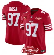 Cheap Men's San Francisco 49ers #97 Nick Bosa Red 2023 F.U.S.E. With 2-star C Ptach And NFC West Champions Patch Football Stitched Jersey