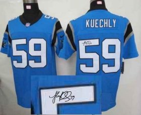 Wholesale Cheap Nike Panthers #59 Luke Kuechly Blue Alternate Men\'s Stitched NFL Elite Autographed Jersey