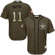 Wholesale Cheap Astros #11 Evan Gattis Green Salute to Service Stitched Youth MLB Jersey