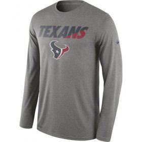 Wholesale Cheap Men\'s Houston Texans Nike Heather Gray Legend Staff Practice Long Sleeves Performance T-Shirt