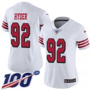 Wholesale Cheap Nike 49ers #92 Kerry Hyder White Women's Stitched NFL Limited Rush 100th Season Jersey