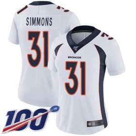 Wholesale Cheap Nike Broncos #31 Justin Simmons White Women\'s Stitched NFL 100th Season Vapor Limited Jersey