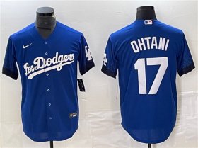 Cheap Men\'s Los Angeles Dodgers #17 Shohei Ohtani Royal City Connect Cool Base With Patch Stitched Baseball Jersey