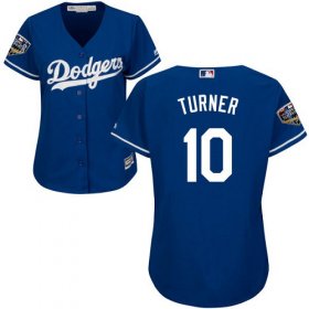 Wholesale Cheap Dodgers #10 Justin Turner Blue Alternate 2018 World Series Women\'s Stitched MLB Jersey