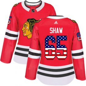 Wholesale Cheap Adidas Blackhawks #65 Andrew Shaw Red Home Authentic USA Flag Women\'s Stitched NHL Jersey