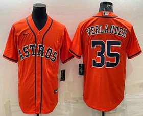 Wholesale Cheap Men\'s Houston Astros #35 Justin Verlander Orange Stitched MLB Cool Base Nike Jersey