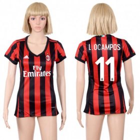 Wholesale Cheap Women\'s AC Milan #11 L.Ocampos Home Soccer Club Jersey