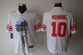 Wholesale Cheap Nike Giants #10 Eli Manning White Men\'s Stitched NFL Helmet Tri-Blend Limited Jersey